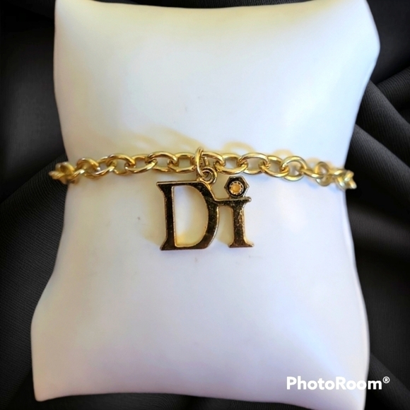 VTG DI Monogram Charm Chain Tennis Bracelet - Picture 1 of 7